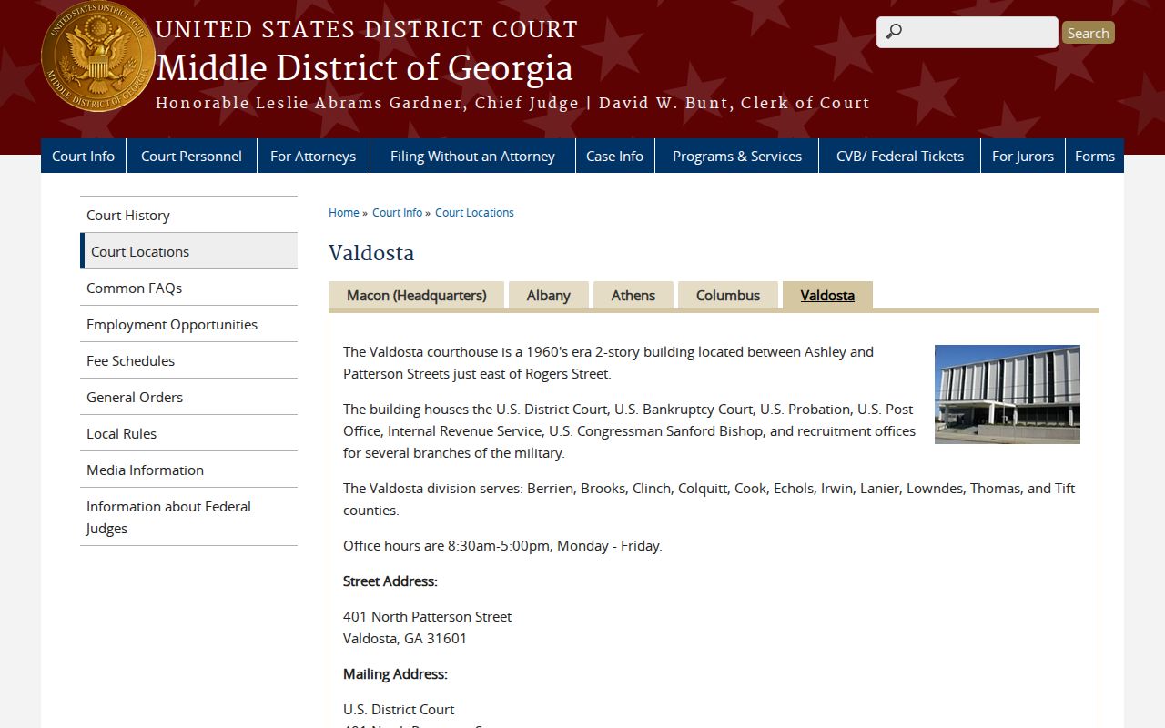 Federal courthouse serving Lanier County